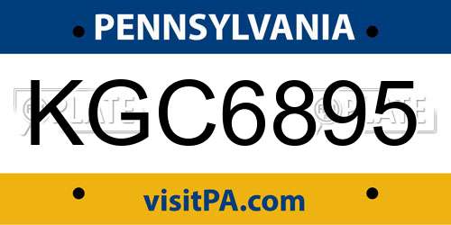 KGC6895 Pennsylvania License Plate