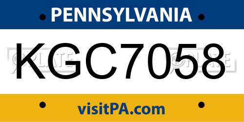 KGC7058 Pennsylvania License Plate