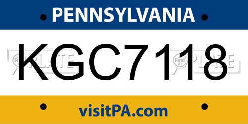 KGC7118 Pennsylvania License Plate