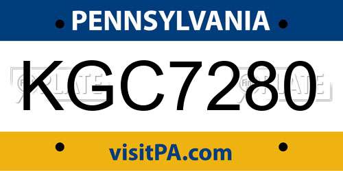 KGC7280 Pennsylvania License Plate