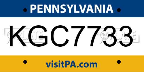 KGC7733 Pennsylvania License Plate