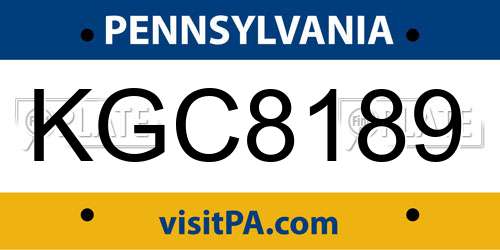 KGC8189 Pennsylvania License Plate