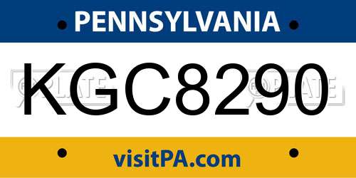 KGC8290 Pennsylvania License Plate