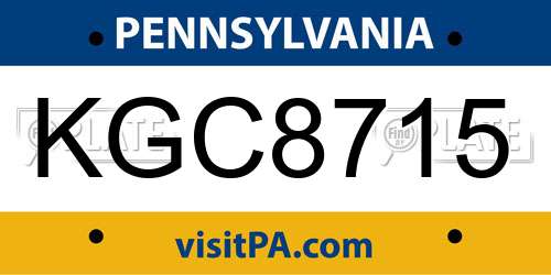 KGC8715 Pennsylvania License Plate
