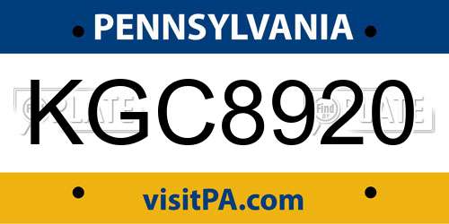 KGC8920 Pennsylvania License Plate