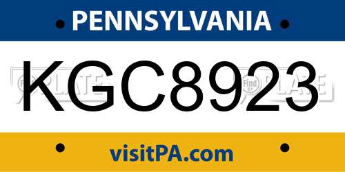 KGC8923 Pennsylvania License Plate