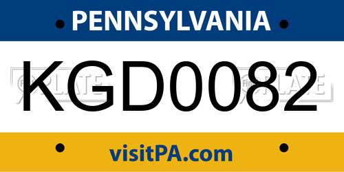 KGD0082 Pennsylvania License Plate