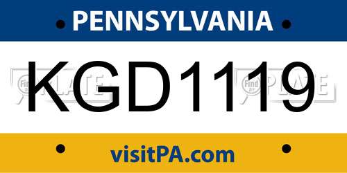 KGD1119 Pennsylvania License Plate