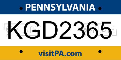 KGD2365 Pennsylvania License Plate