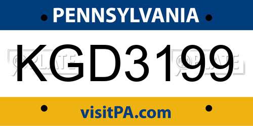 KGD3199 Pennsylvania License Plate