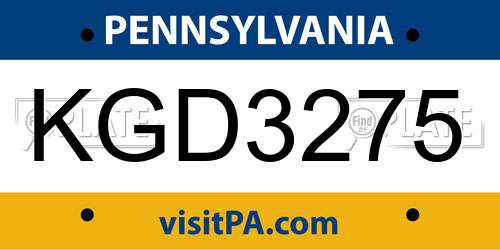 KGD3275 Pennsylvania License Plate