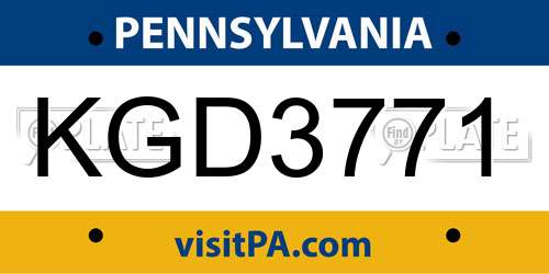 KGD3771 Pennsylvania License Plate