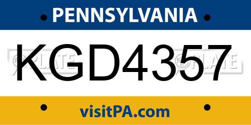 KGD4357 Pennsylvania License Plate