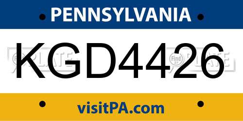 KGD4426 Pennsylvania License Plate