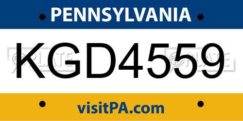 KGD4559 Pennsylvania License Plate