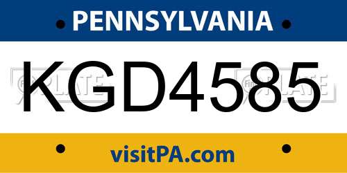 KGD4585 Pennsylvania License Plate