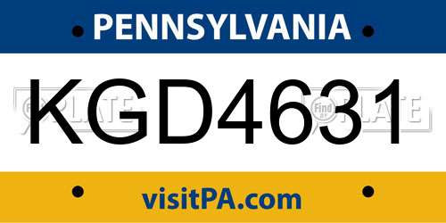KGD4631 Pennsylvania License Plate