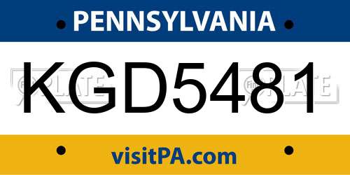 KGD5481 Pennsylvania License Plate