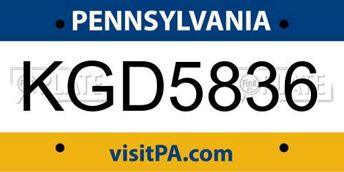 KGD5836 Pennsylvania License Plate
