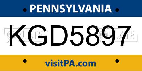KGD5897 Pennsylvania License Plate