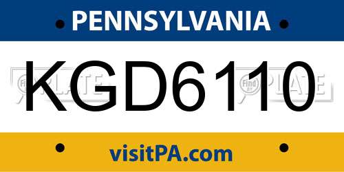 KGD6110 Pennsylvania License Plate