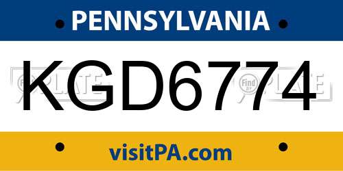 KGD6774 Pennsylvania License Plate