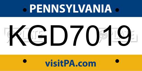 KGD7019 Pennsylvania License Plate