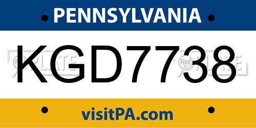 KGD7738 Pennsylvania License Plate