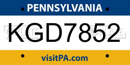 KGD7852 Pennsylvania License Plate