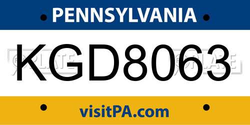 KGD8063 Pennsylvania License Plate