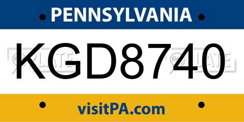 KGD8740 Pennsylvania License Plate