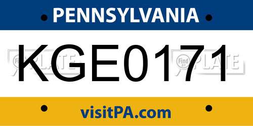 KGE0171 Pennsylvania License Plate