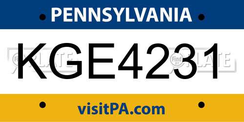 KGE4231 Pennsylvania License Plate