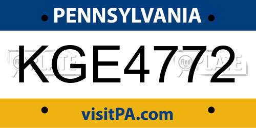 KGE4772 Pennsylvania License Plate
