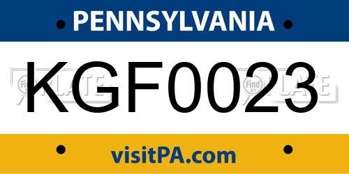 KGF0023 Pennsylvania License Plate