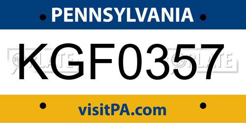 KGF0357 Pennsylvania License Plate
