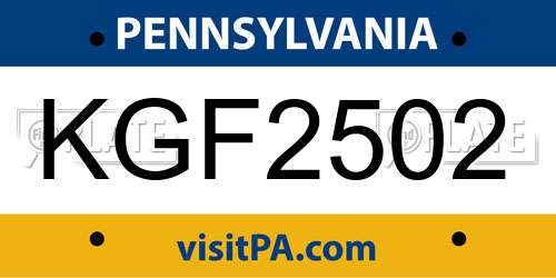 KGF2502 Pennsylvania License Plate