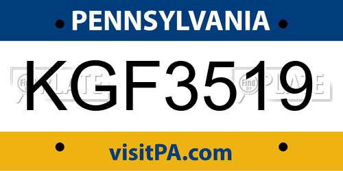 KGF3519 Pennsylvania License Plate