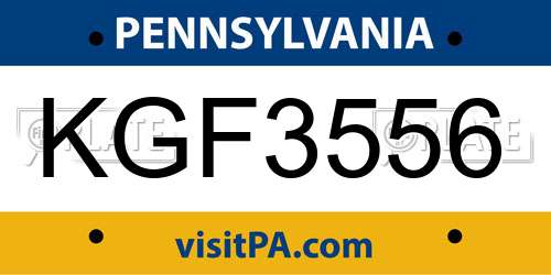 KGF3556 Pennsylvania License Plate