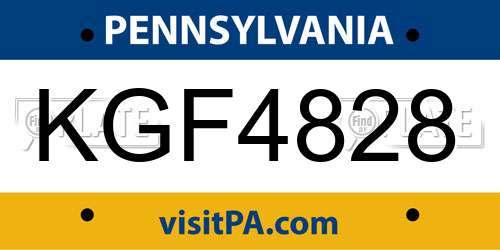 KGF4828 Pennsylvania License Plate