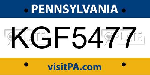 KGF5477 Pennsylvania License Plate