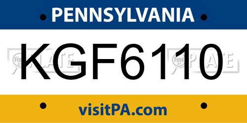 KGF6110 Pennsylvania License Plate