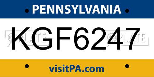 KGF6247 Pennsylvania License Plate