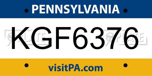 KGF6376 Pennsylvania License Plate