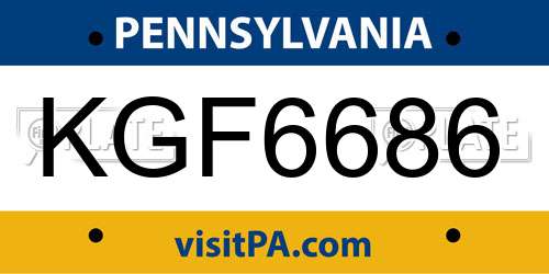 KGF6686 Pennsylvania License Plate
