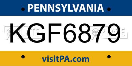 KGF6879 Pennsylvania License Plate