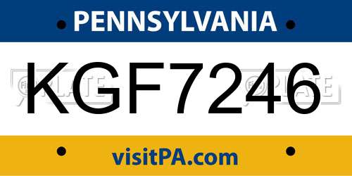 KGF7246 Pennsylvania License Plate