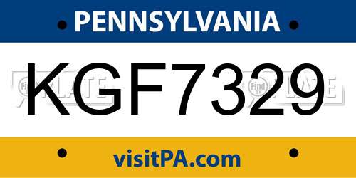 KGF7329 Pennsylvania License Plate