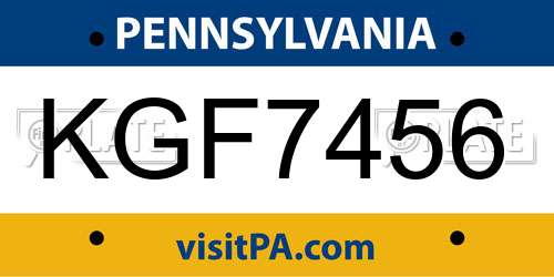 KGF7456 Pennsylvania License Plate