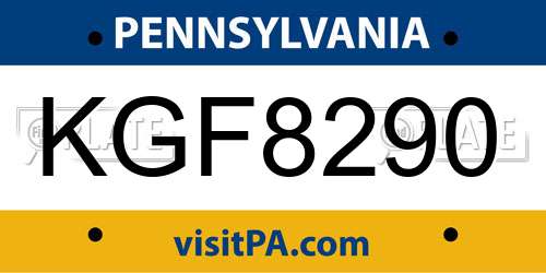 KGF8290 Pennsylvania License Plate